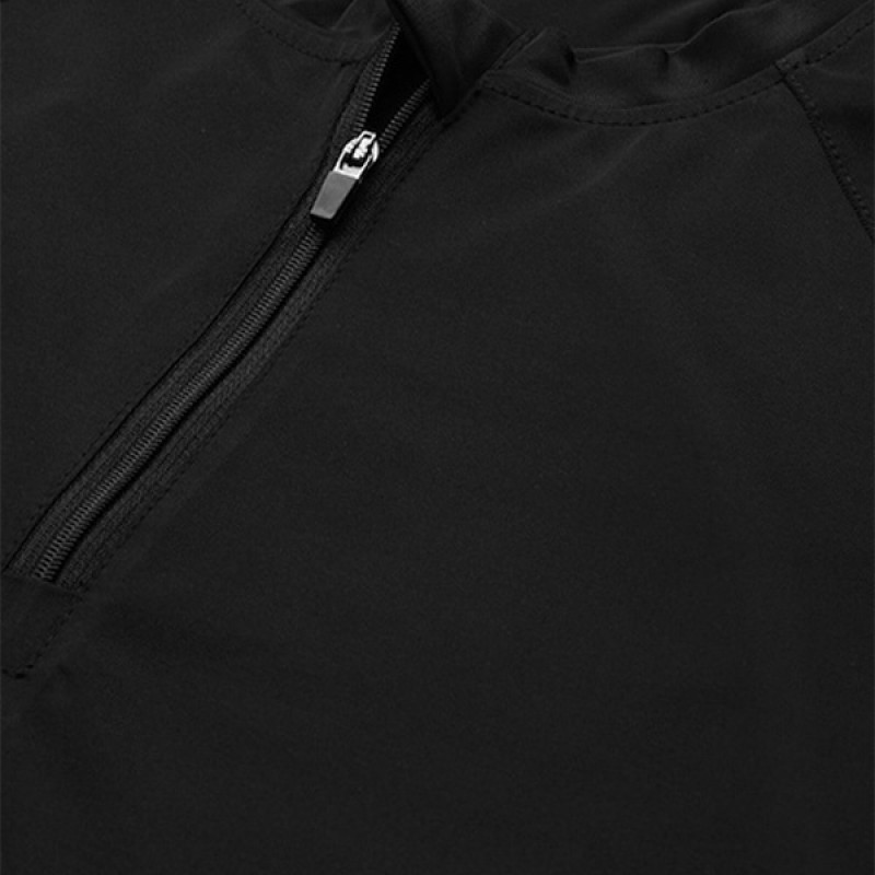 Women Black Slim Fit Training or Gym T-shirt